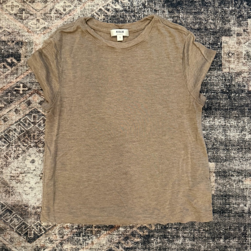 Agolde Adine Light Brown Short Sleeve Tee - Picture 2 of 5
